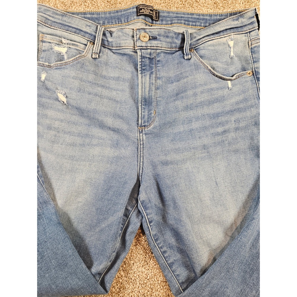 Abercrombie & Fitch Simone High Rise Ankle Distressed Jeans Blue 32 14R - Picture 5 of 15